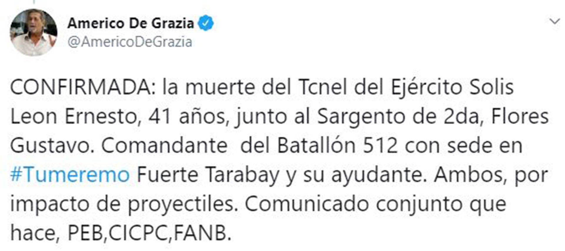 Américo De Grazia confirmó las identidades de los fallecidos