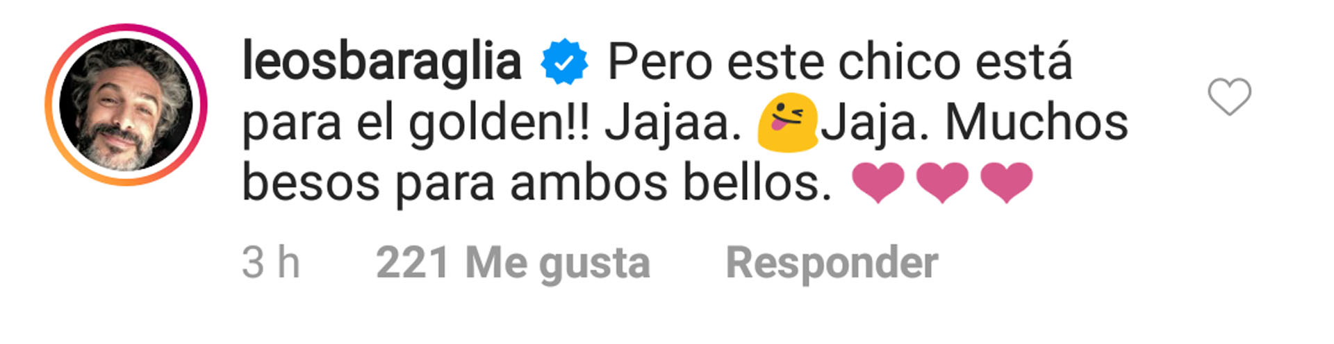 Leo Sbaraglia aportó su cuota de humor a la publicación (Foto: Instagram)