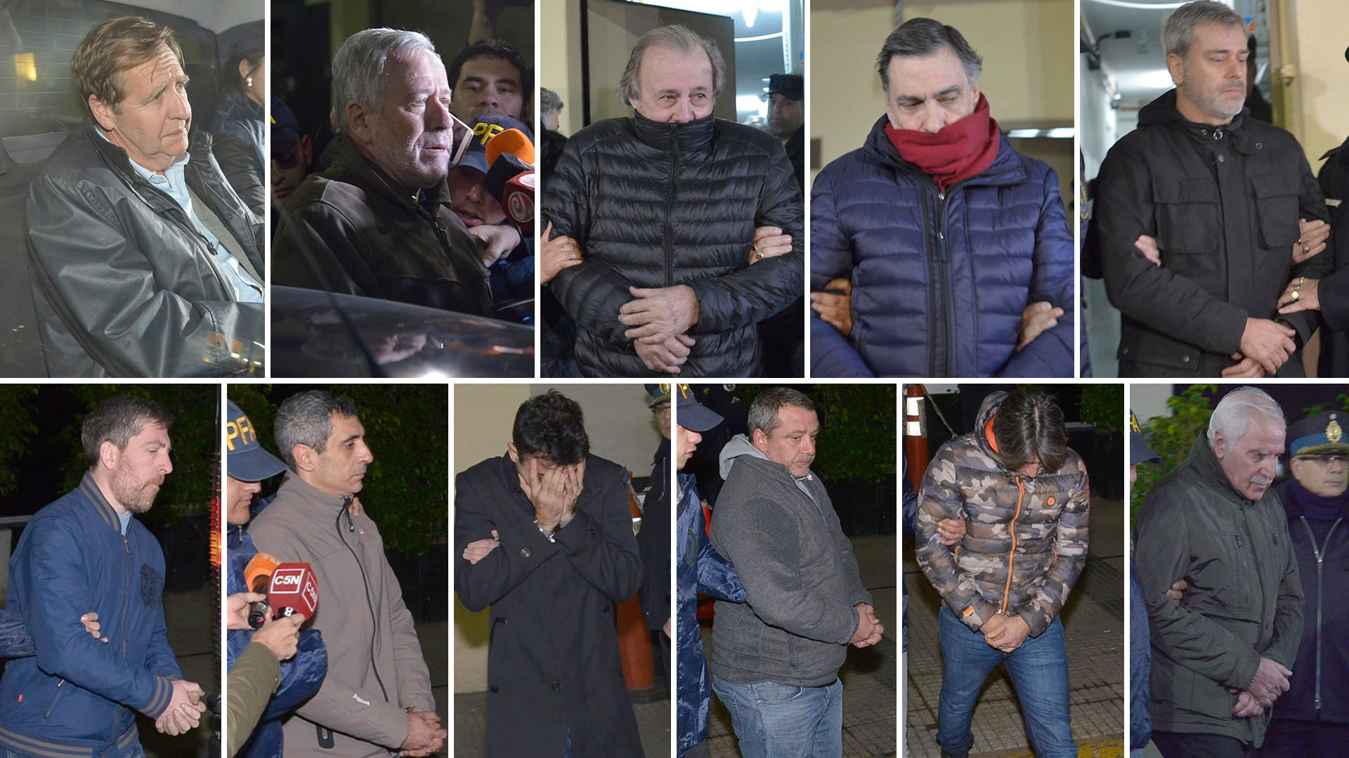 Varios de los empresarios y ex funcionarios detenidos en la causa de los cuadernos de la corrupción