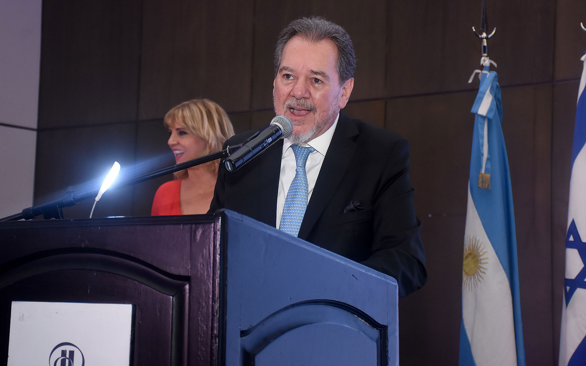 Mario Montoto, presidente de la Cámara de Comercio Argentino Israelí, durante su discurso en el Israel Business Cocktail 2019