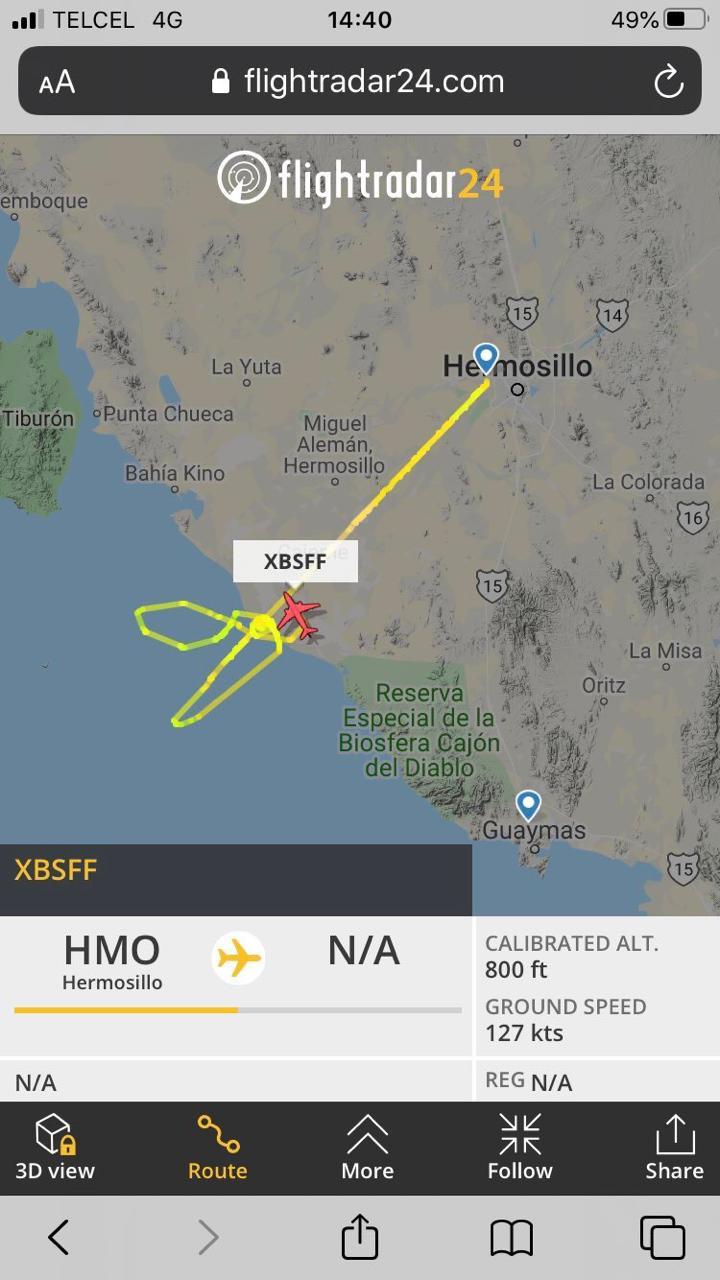 La avioneta debió haber aterrizado aproximadamente una 8:15 am (Foto:Especial)