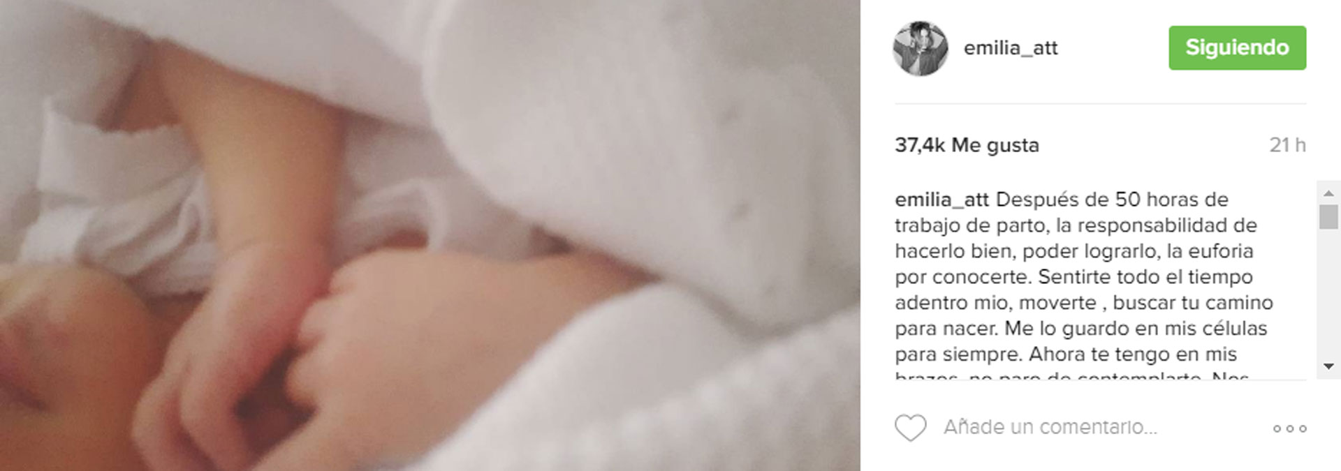 Emilia Attías había contado en sus redes que su trabajo de parto duró 50 horas
