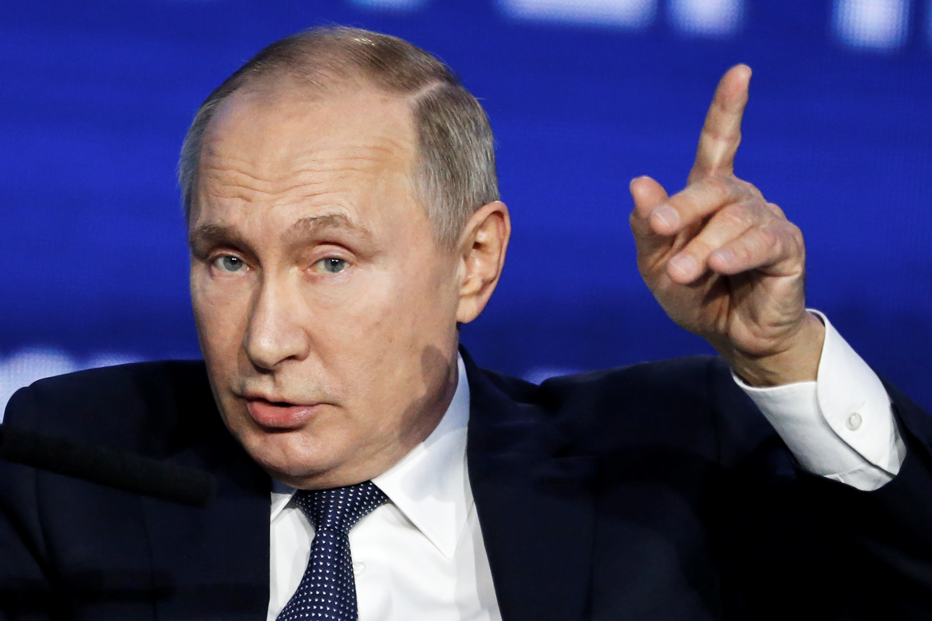 Russian President Vladimir Putin speaks during an annual VTB Capital "Russia Calling" Investment Forum in Moscow, Russia, November 20, 2019. Alexander Zemlianichenko/Pool via REUTERS