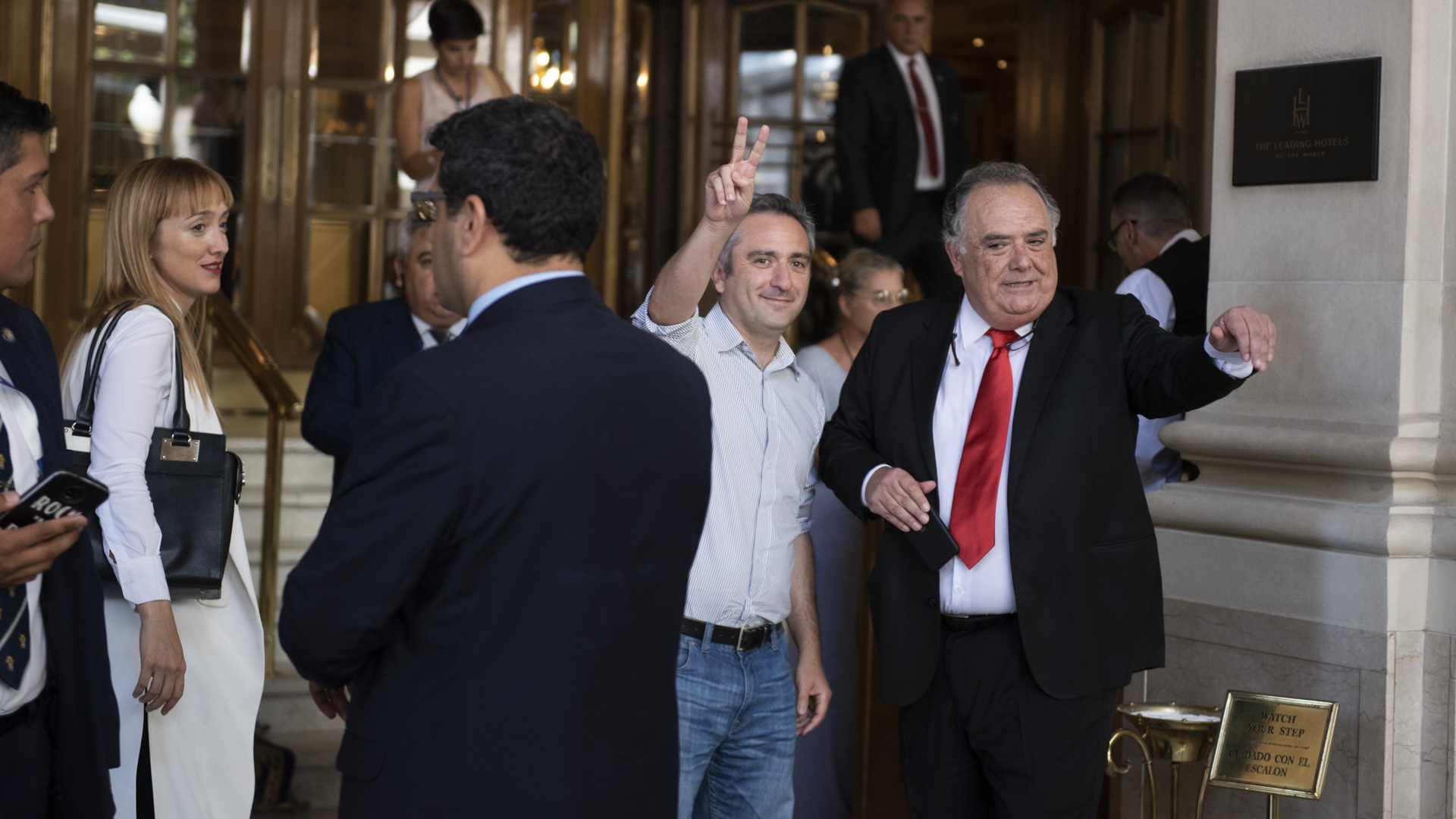La senadora Anabel Fernández Sagasti junto a los diputados Andrés Larroque y Eduardo Valdes