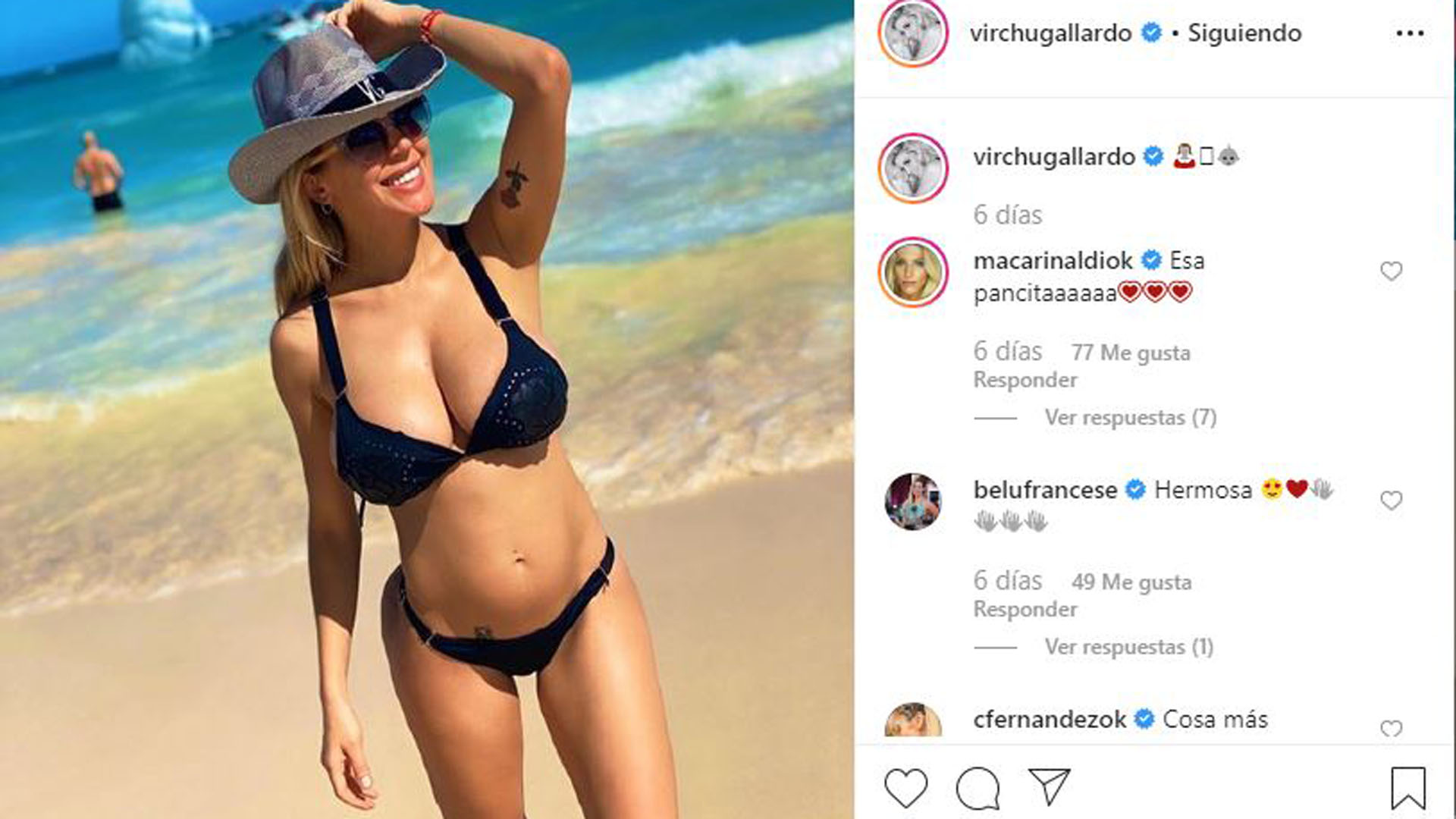 Virginia Gallardo, su marido y Martina -en la panza- se encuentran en Playa del Carmen (Foto: Instagram)