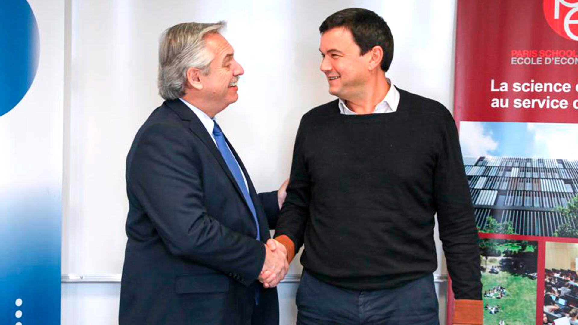 El saludo entre Alberto Fernández y Piketty