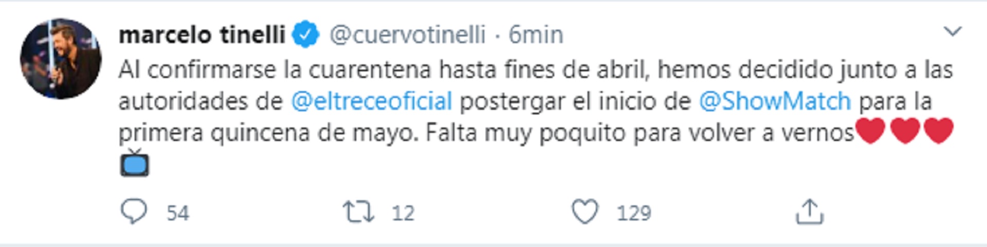 El tuit de Marcelo Tinelli