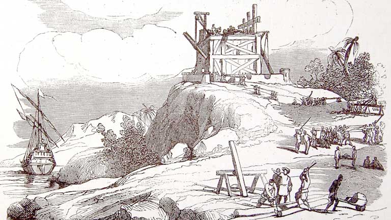 En 1492 la carabela Santa María de Cristóbal Colón encalla en Haití. Con sus restos se construye el primer asentamiento: Fuerte Navidad.(Foto:Especial)