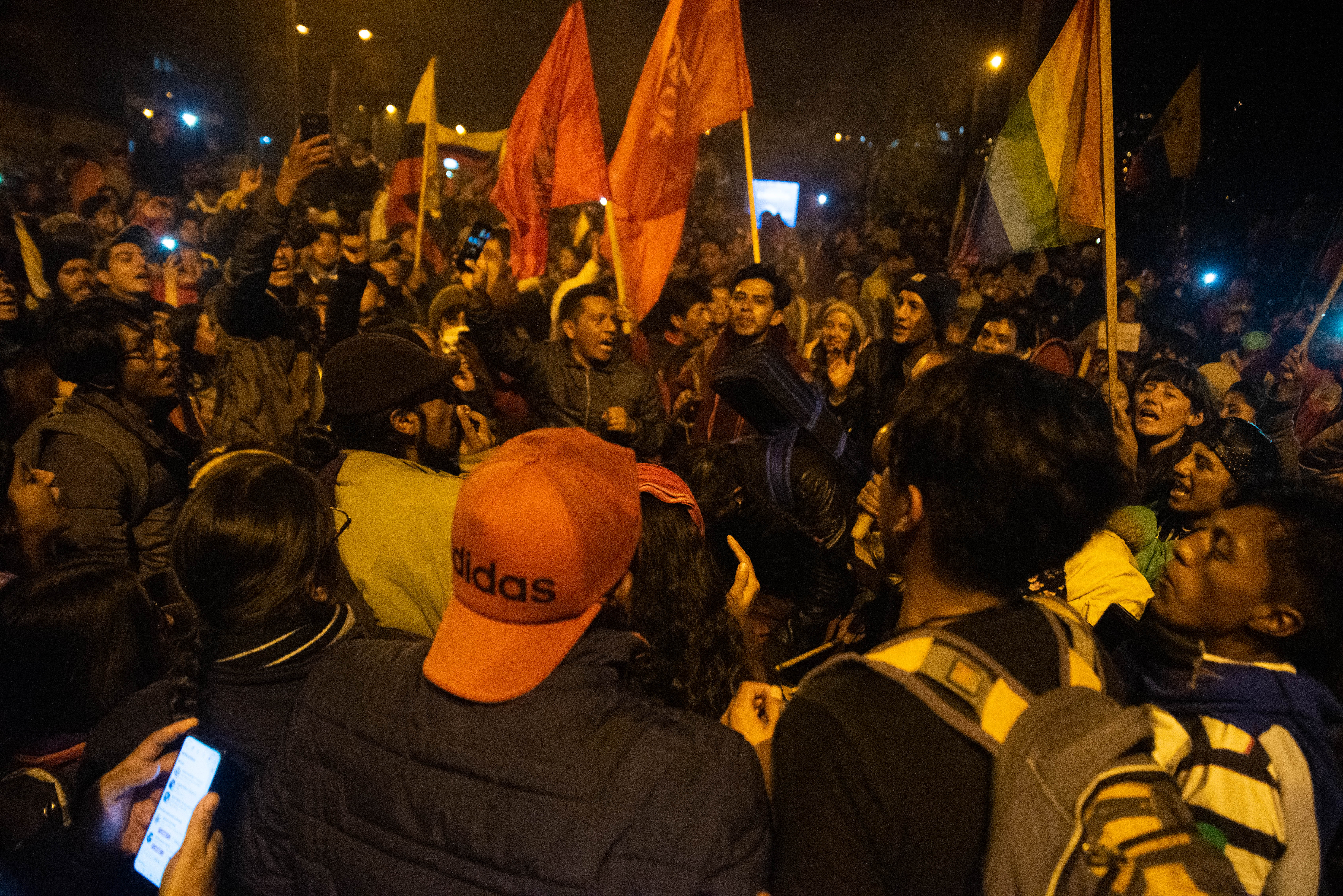 Miles de manifestantes festejaron anoche con banderas que apoyaban a todo tipo de movimientos sociales