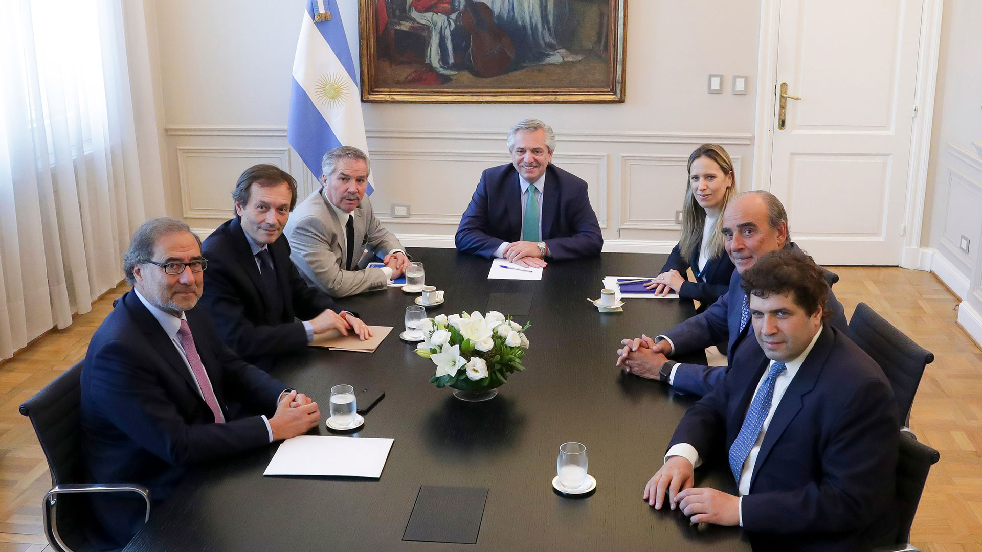 Alberto Fernández y Jorge Argüello durante una reunión en la Casa Rosada. (NA)