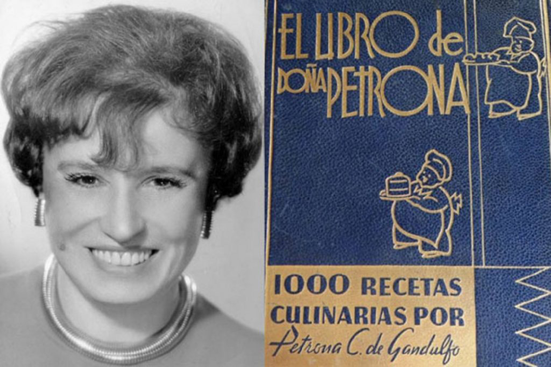 Doña Petrona y una de las primeras ediciones del libro
