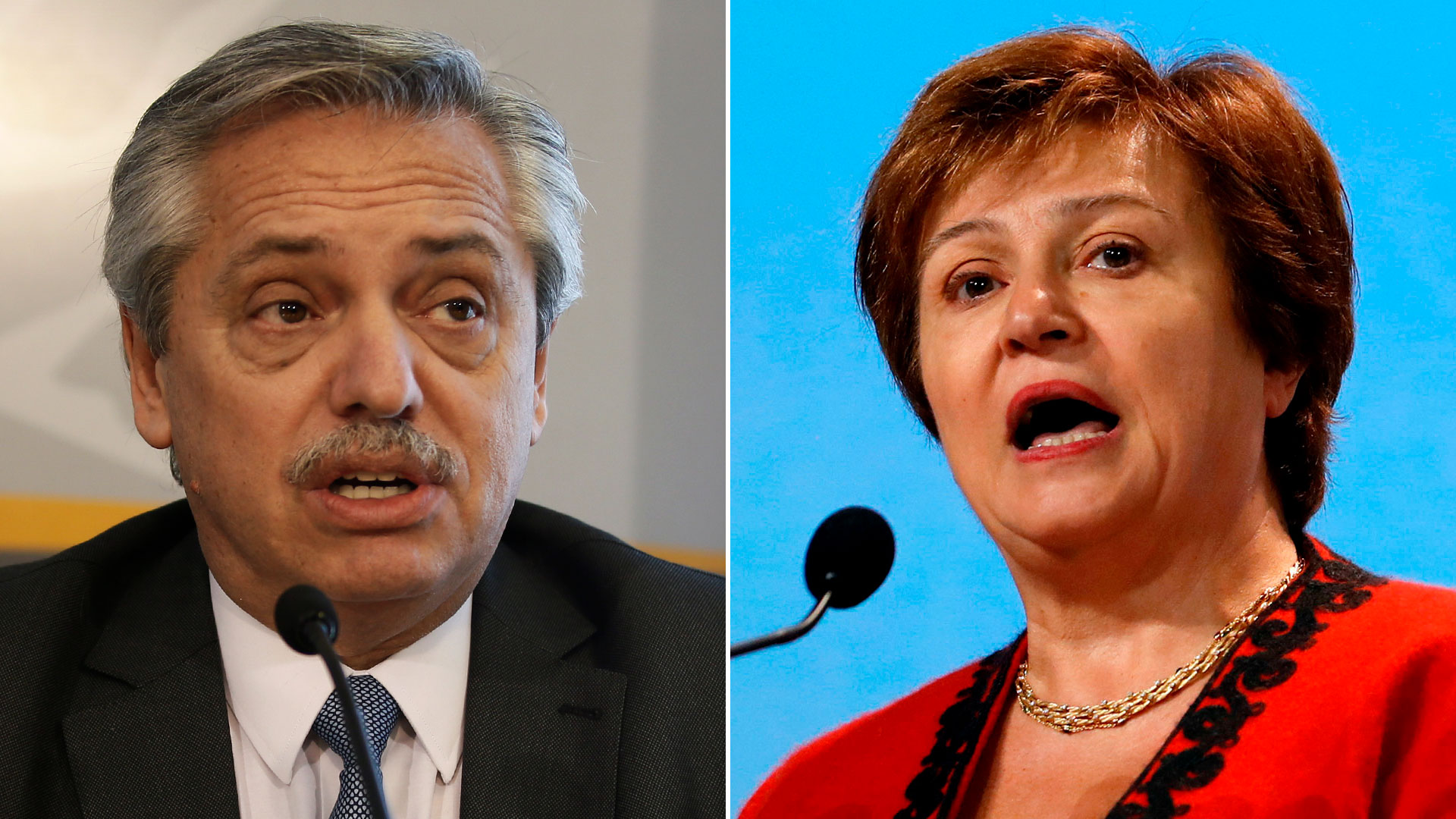 El presidente Alberto Fernández y la directora gerente del FMI, Kristalina Georgieva