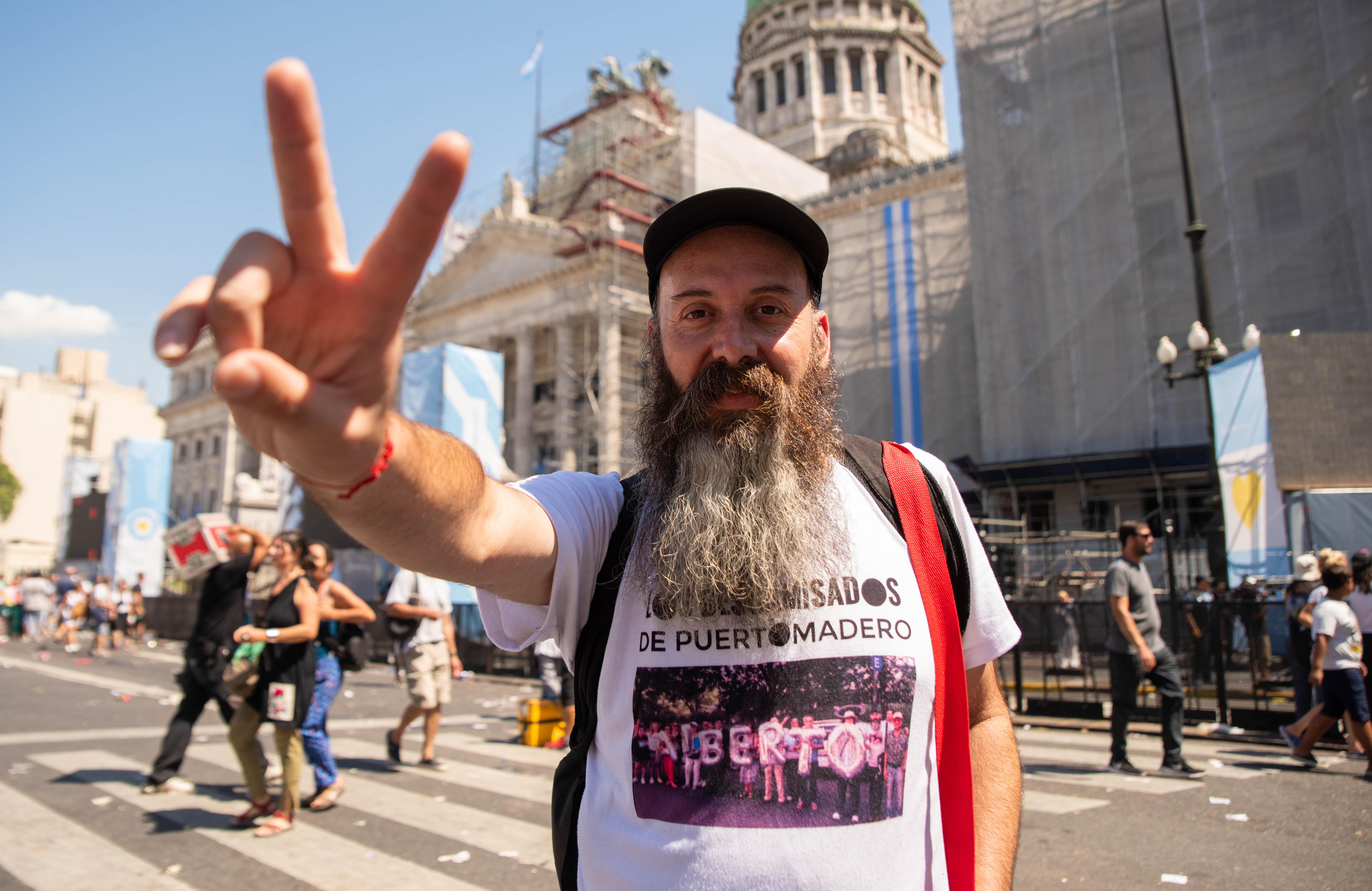 La militancia peronista se hizo presente en las calles aledañas al Congreso