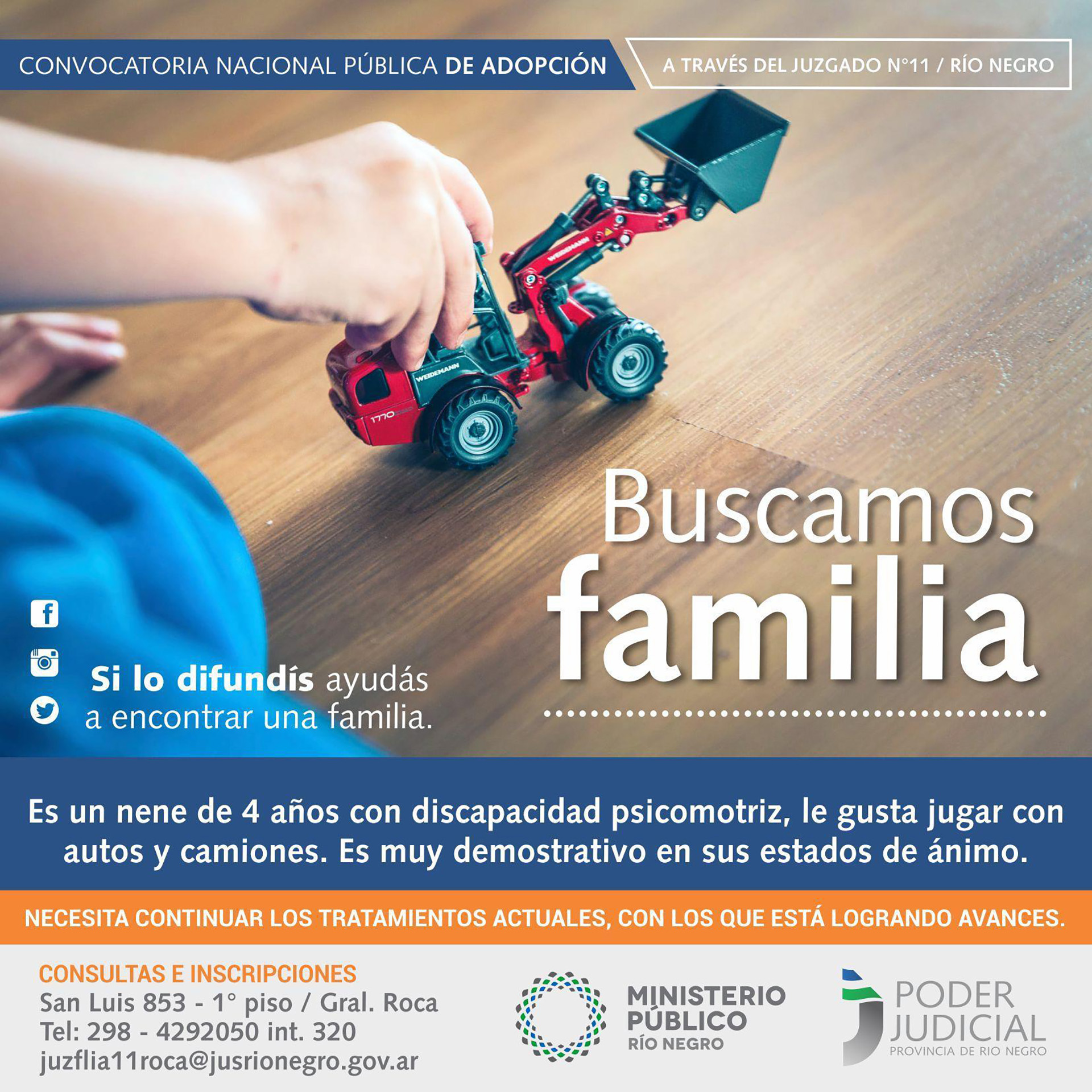 Según datos oficiales, en Río Negro hay 163 familias anotadas en el Registro Único de Aspirantes a Guarda con Fines Adoptivos. De ellas, 134 están en condiciones de ser convocadas para iniciar un proceso de vinculación.