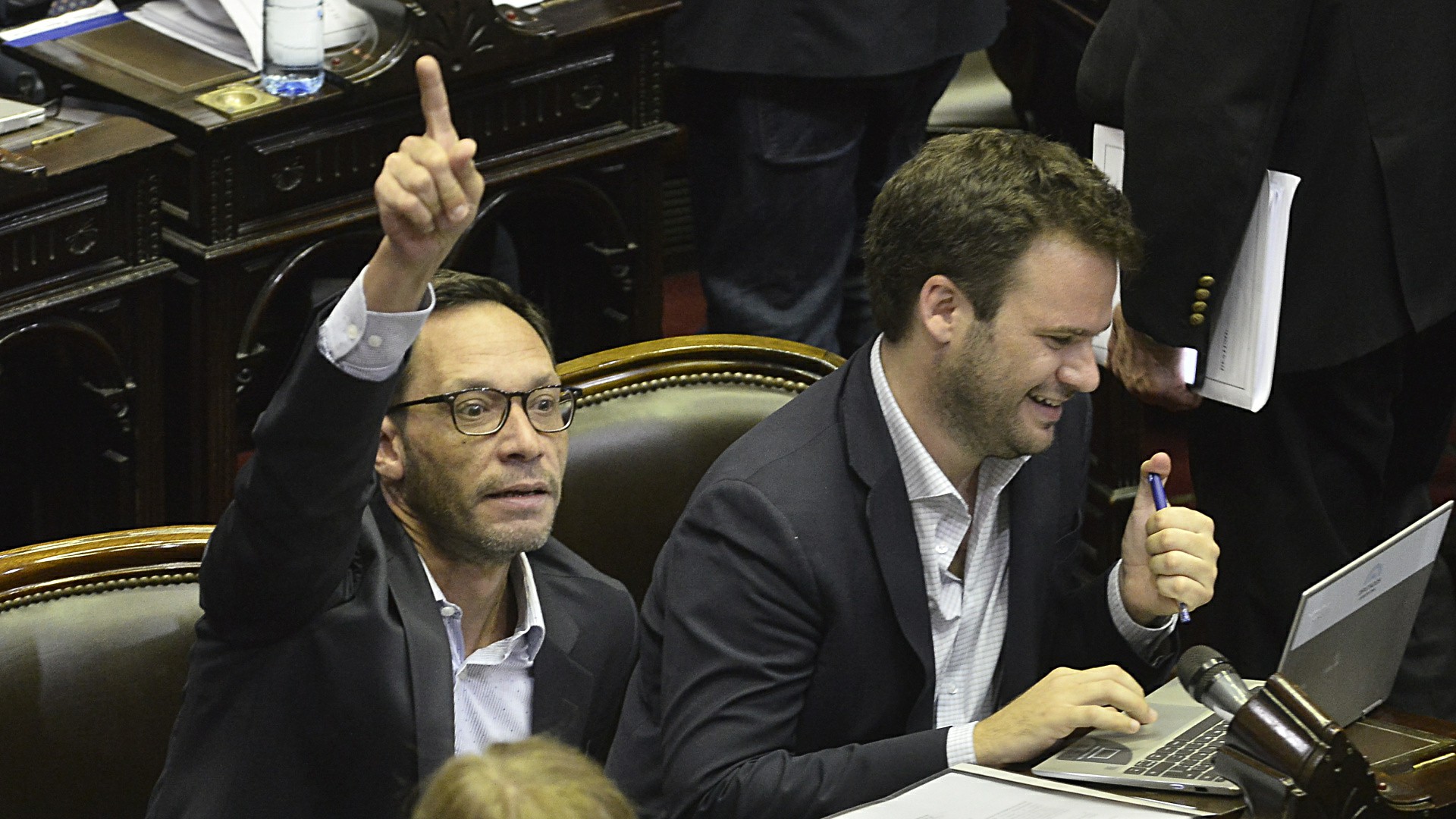 El presidente del bloque de la Coalición Cívica, Maximiliano Ferraro, y el diputado Juan Manuel López de la misma fuerza