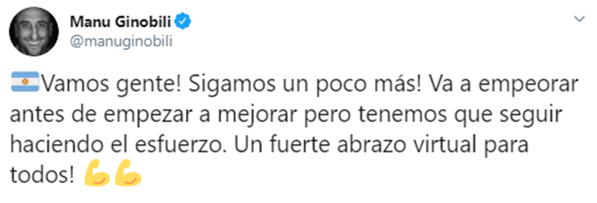 El mensaje de Manu Ginóbili hacia sus fanáticos en Argentina para concientizar sobre el coronavirus