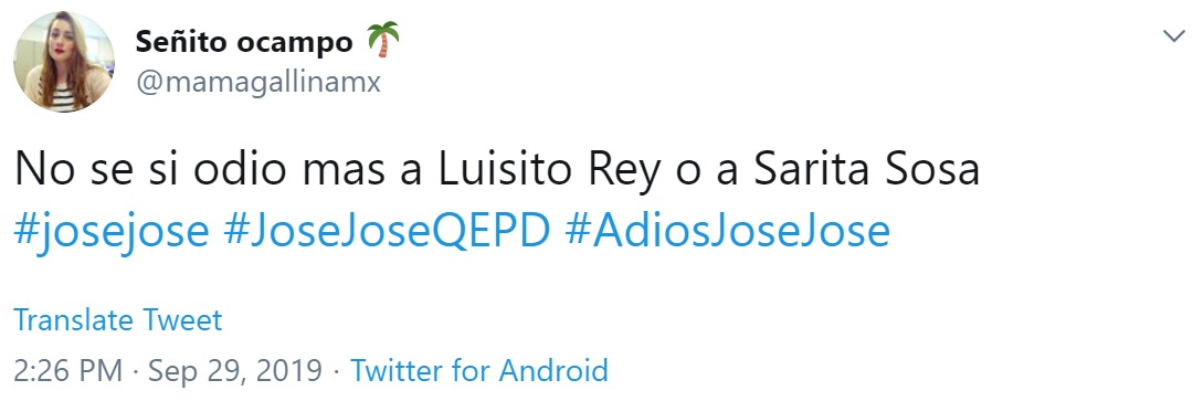 Los fans de José José dijeron que Sarita Sosa era la nueva Luis Rey (Foto: Twitter)