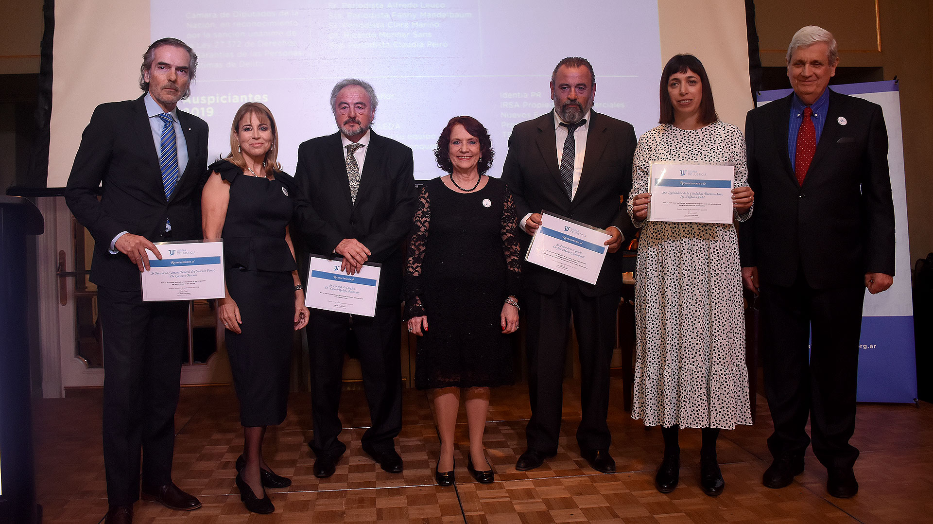 Gustavo Hornos, juez de la Sala IV de la Cámara Federal de Casación Penal; Rodolfo Pavlosky, fiscal; José Campagnoli, fiscal y Natalia Fidel, diputada de la Ciudad de Buenos Aires fueron distinguidos la Usina de Justicia