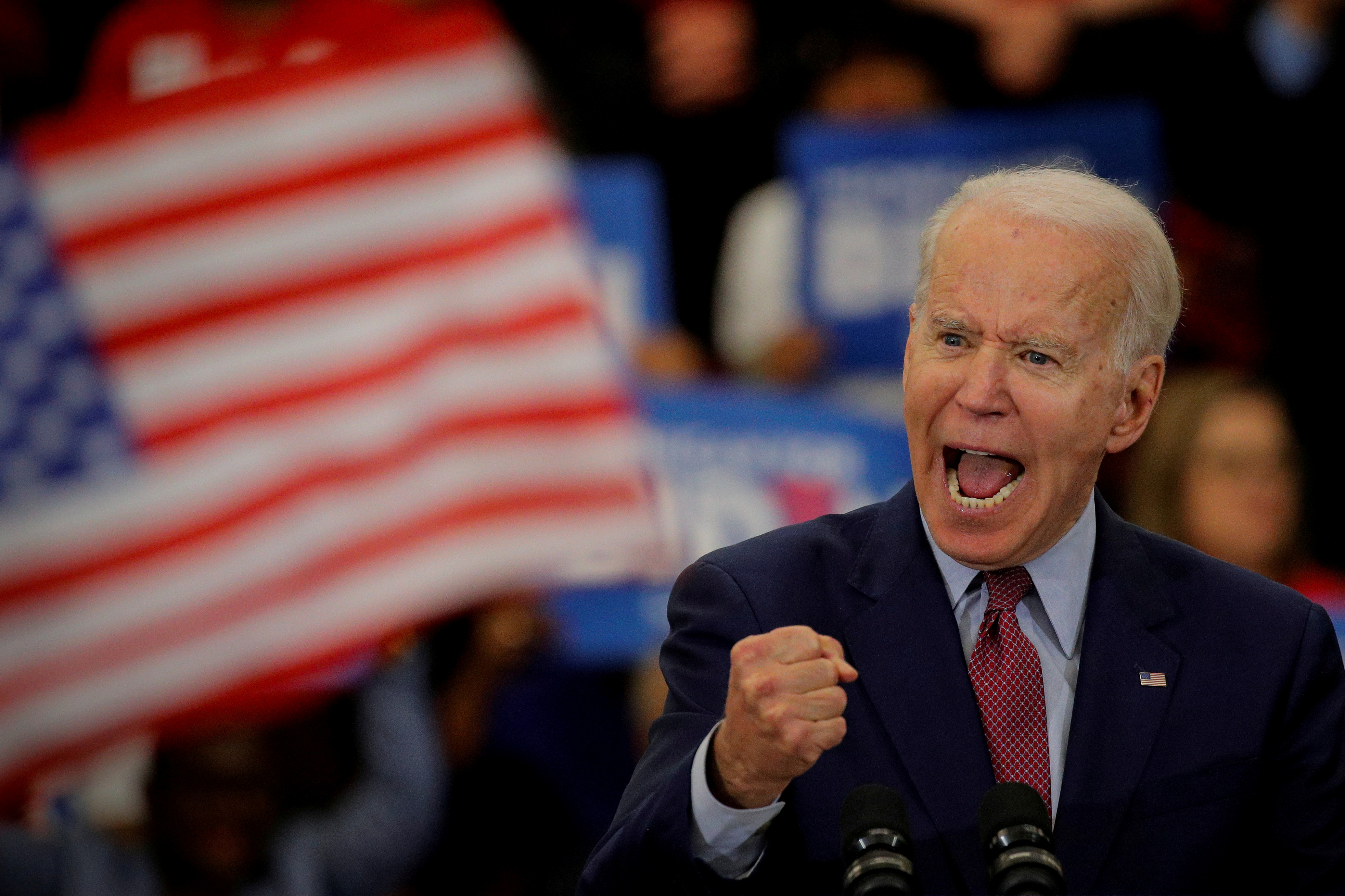 El ex vicepresidente Joe Biden celebró otro martes de victorias que lo acercan a la nominación como candidato demócrata en las elecciones presidenciales de los EEUU (REUTERS/Brendan McDermid)