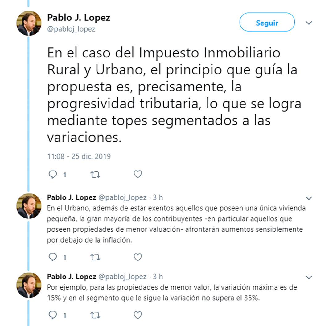 Parte del hilo en Twitter del ministro López
