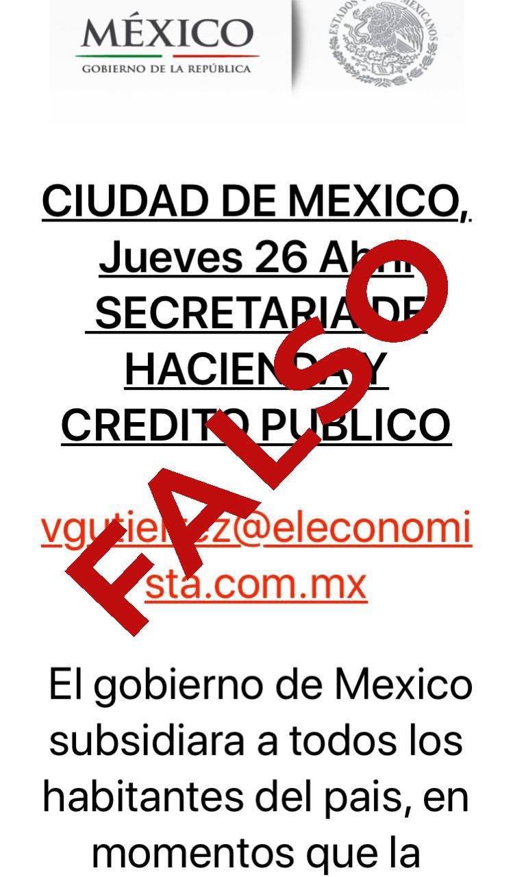 La dependencia gubernamental alentó a la población a no obedecer a la información falsa y denunciar ante las autoridades la circulación de dichos datos (Foto: Twitter@Hacienda_Mexico)