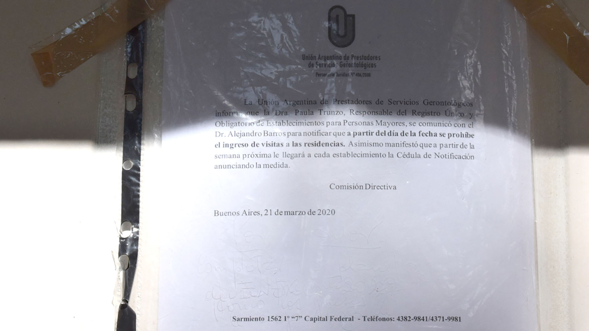 El mensaje que prohibió las visitas desde la semana pasada (Gastón Taylor)