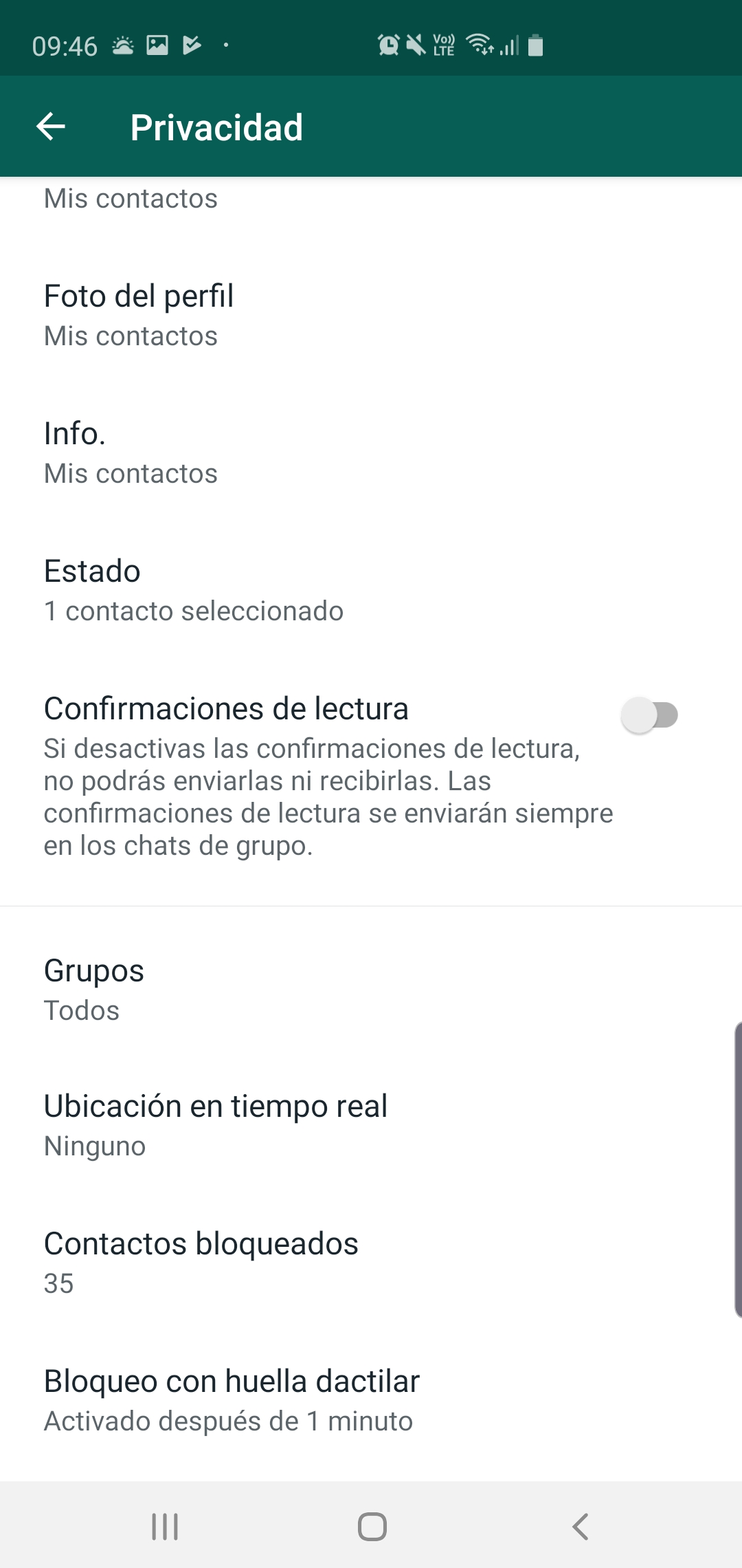 Ingresar en Privacidad y luego ir hasta "Grupos".