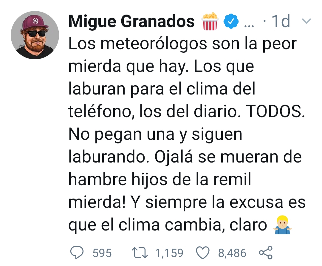 Migue Granados arremetió contra los meteorólogos y José Bianco le contestó con dureza - Infobae
