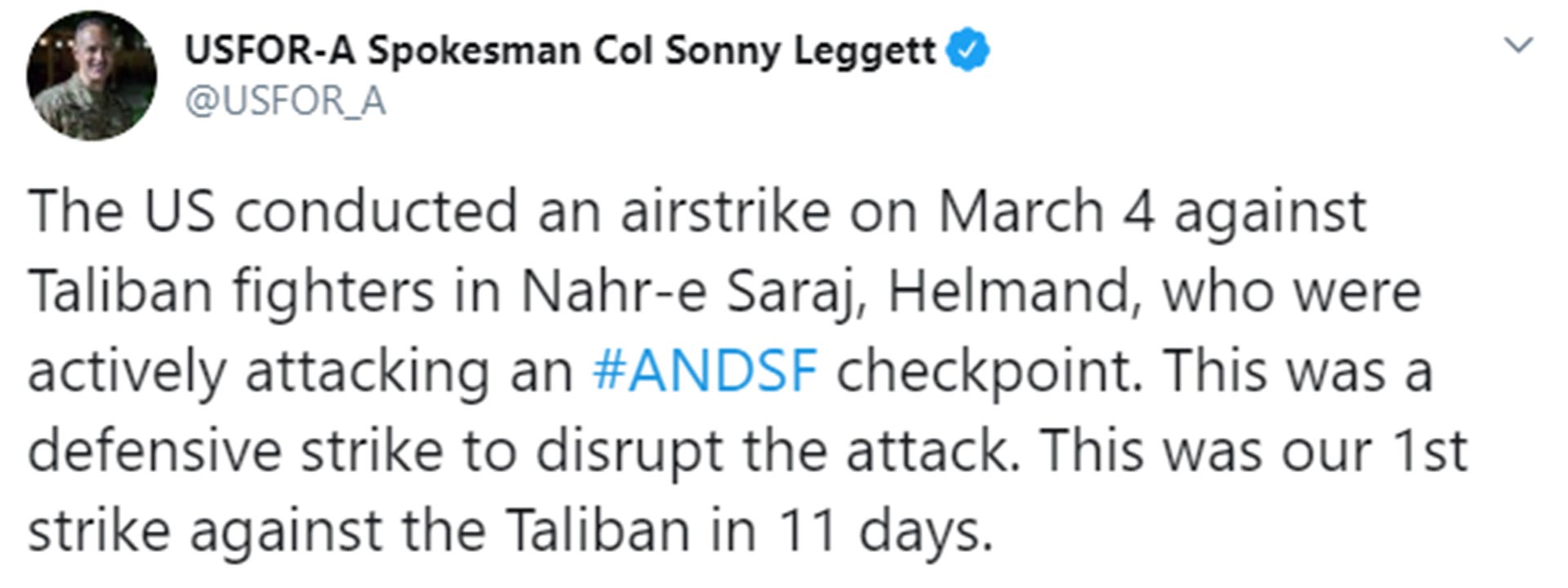 El mensaje del coronel Sonny Leggett