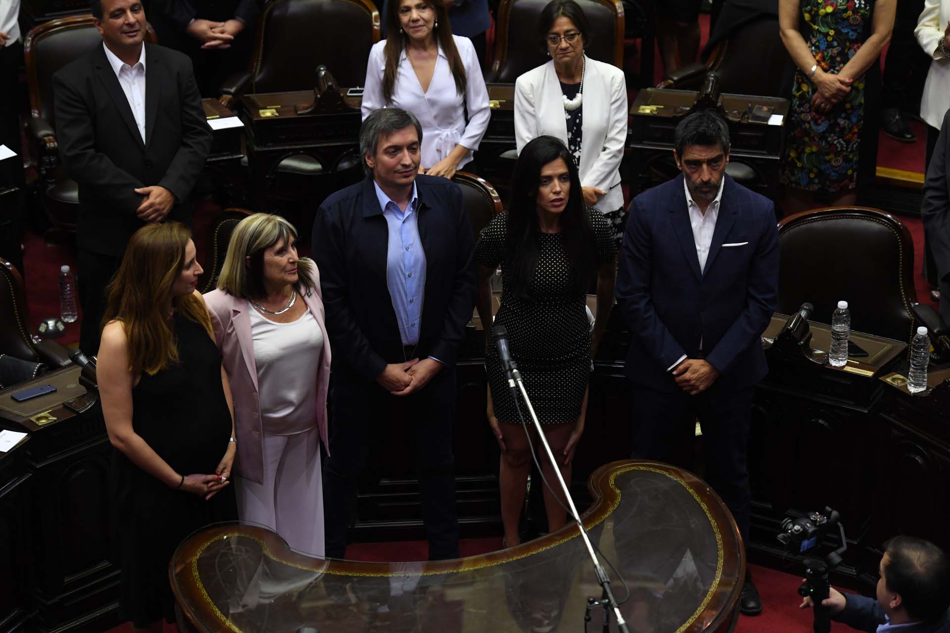 Máximo Kirchner, Luana Volnovich y Rodolfo Tailhade