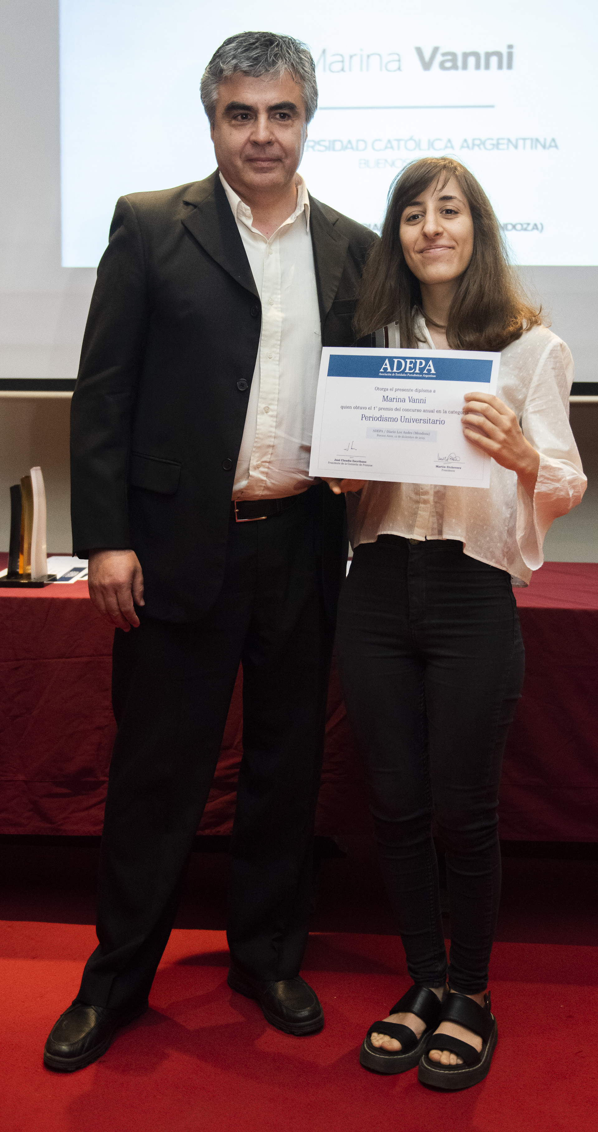 En la Categoría Periodismo Universitario, el 1º Premio fue para Marina Vanni (Universidad Católica Argentina, Buenos Aires). Entregó el galardón Raúl Pedone, director Los Andes, Mendoza