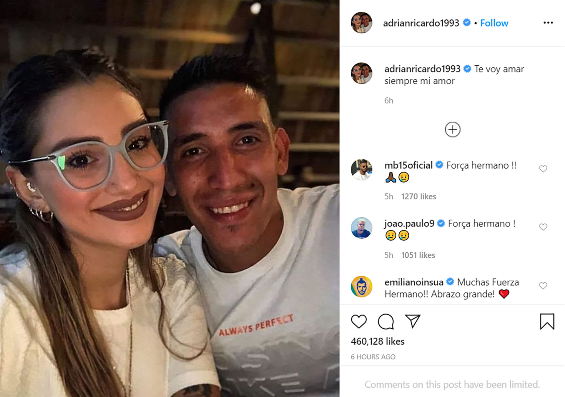 La publicación que hizo Ricardo Centurión en su cuenta de Instagram (adrianricardo1993)