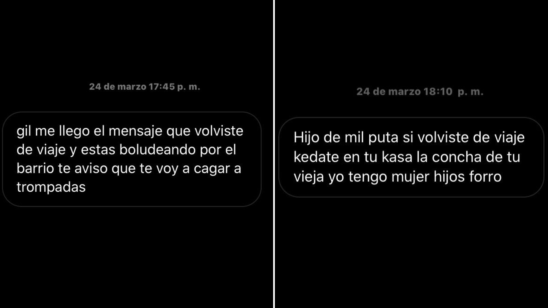 Estos son algunos de los insultos que recibió antes de cerrar su cuenta.