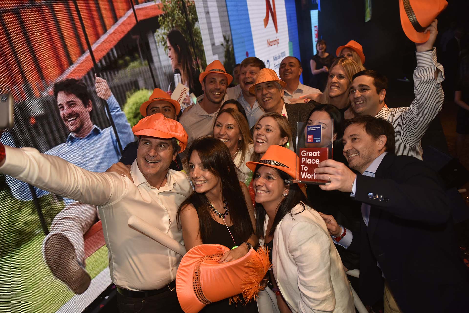La selfie del festejo de Naranja