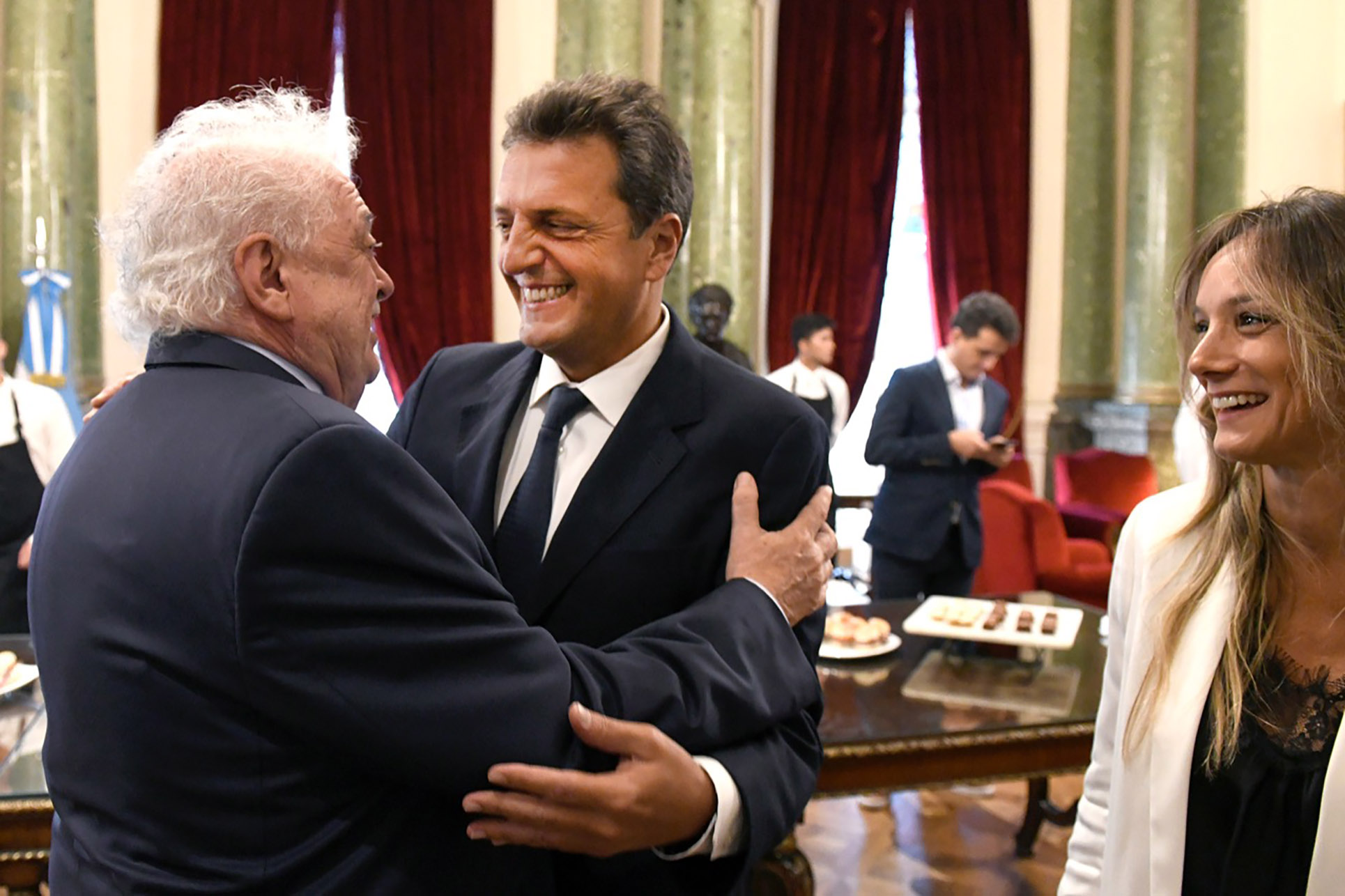 Sergio Massa y su esposa, Malena Galmarini, junto al ministro de Salud, Ginés González García