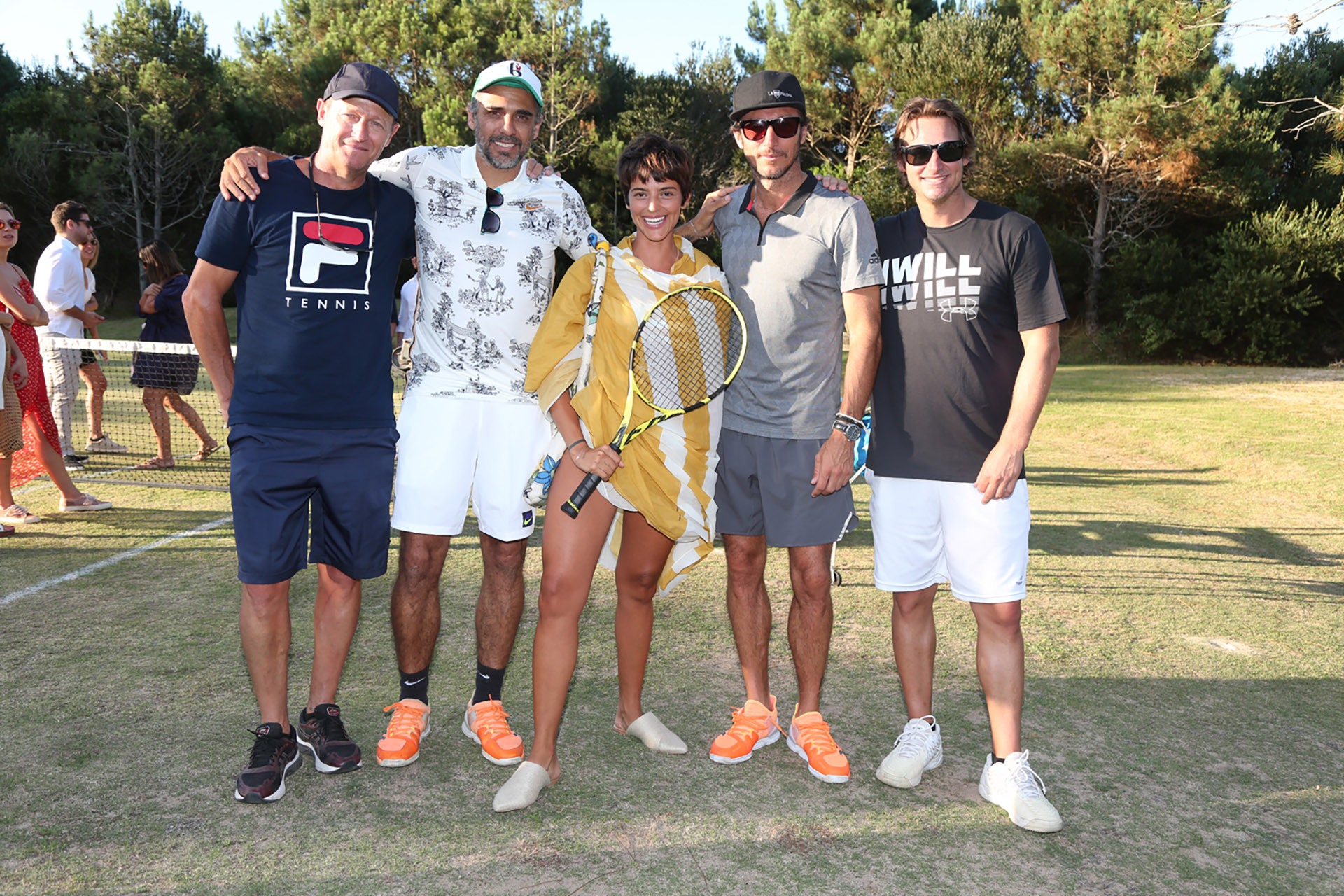 Calu Rivero junto a los tenistas en el torneo de Pro Am en Las Cárcavas