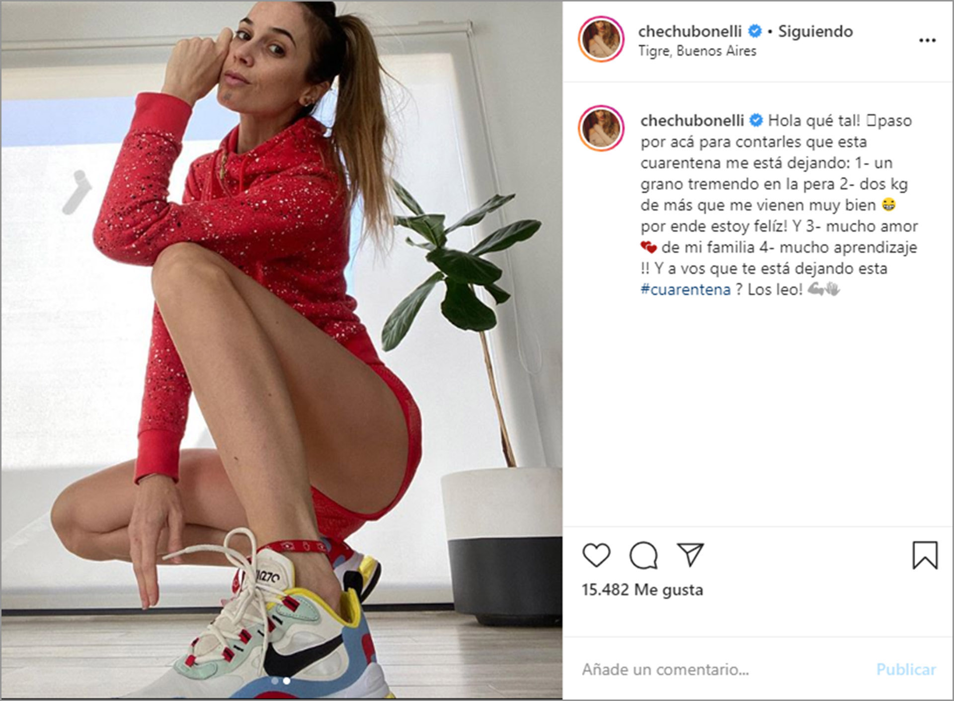 El posteo de Chechu Bonelli en Instagram que generó polémica