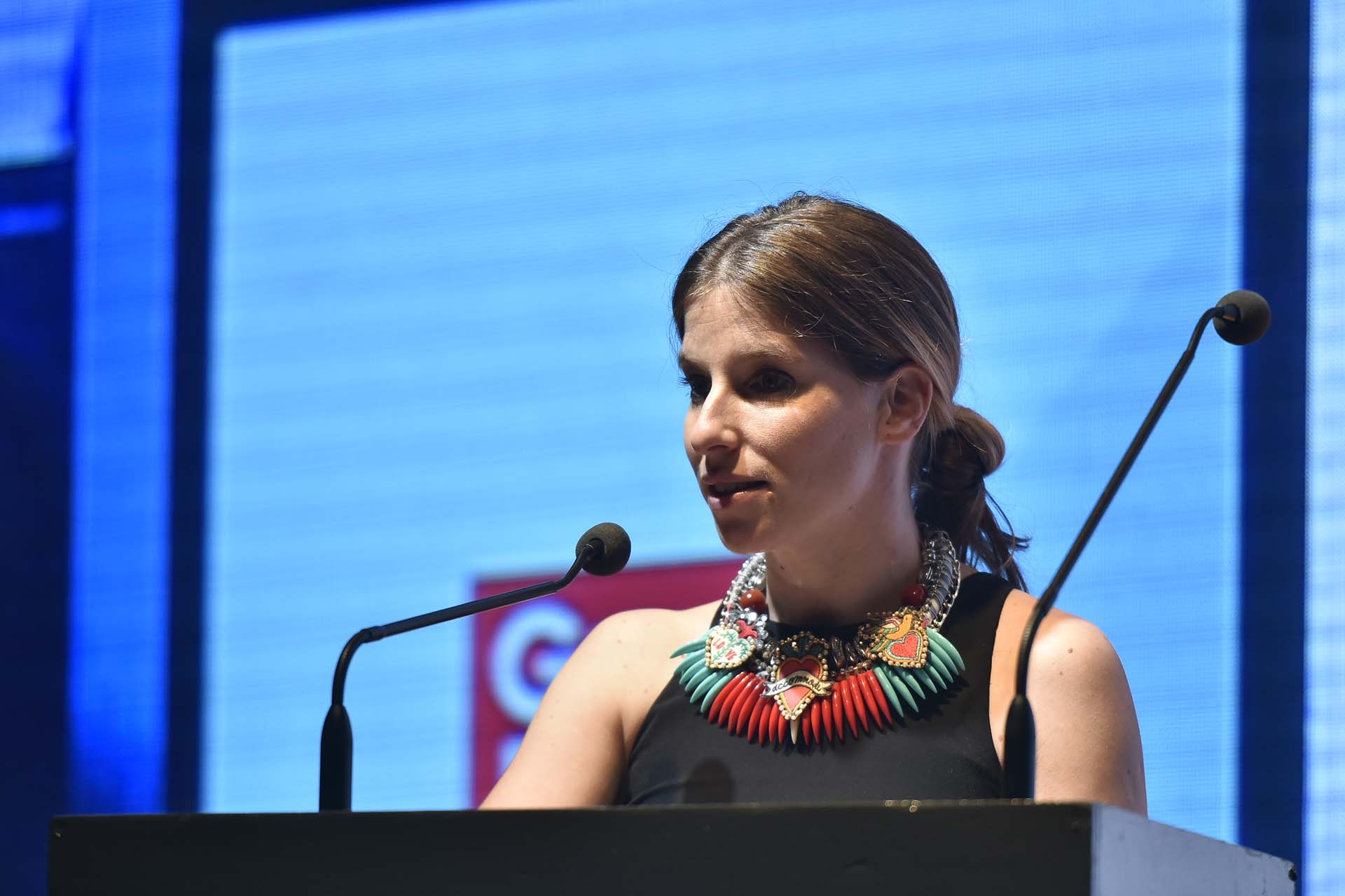 Priscila Pipman, directora comercial de Infobae, subió al escenario y compartió unas palabras con el público presente