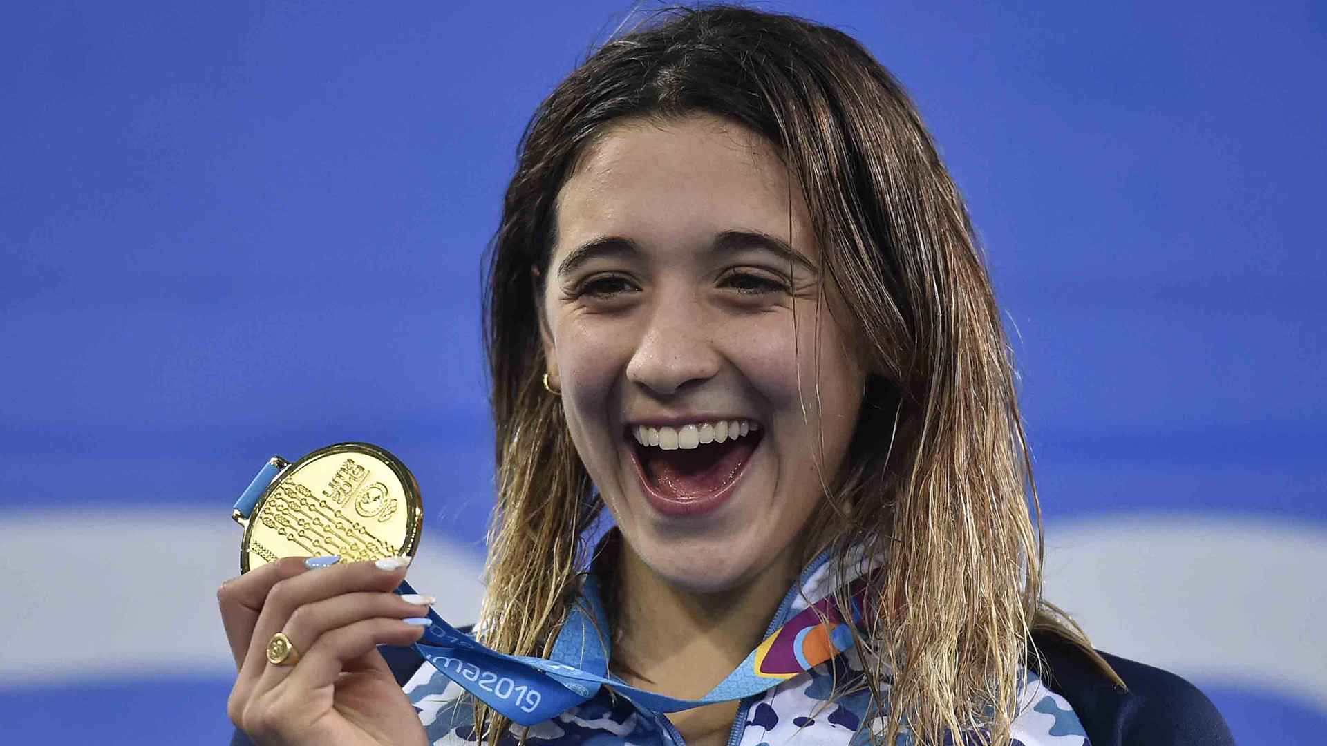 Delfina Pignatiello, una de las mejores exponentes del deporte argentino (Photo by Luis ROBAYO / AFP)