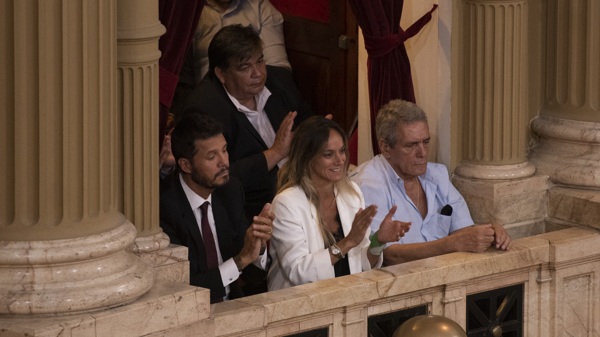 Marcelo Tinelli, Malena Galmarini y el sindicalista Carlos Acuña