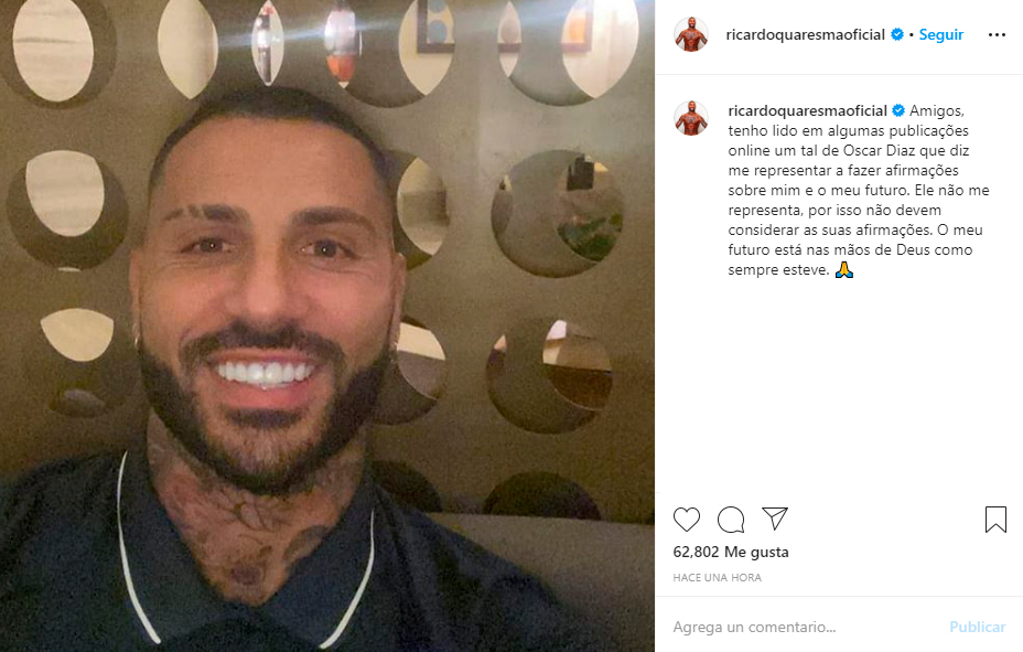 Ricardo Quaresma desmintió a quien afirmó ser su representante