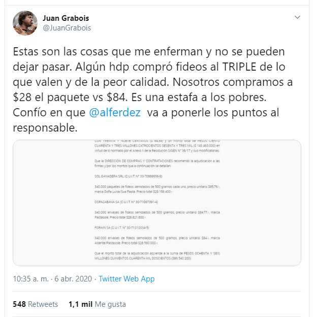 El tuit de Juan Grabois