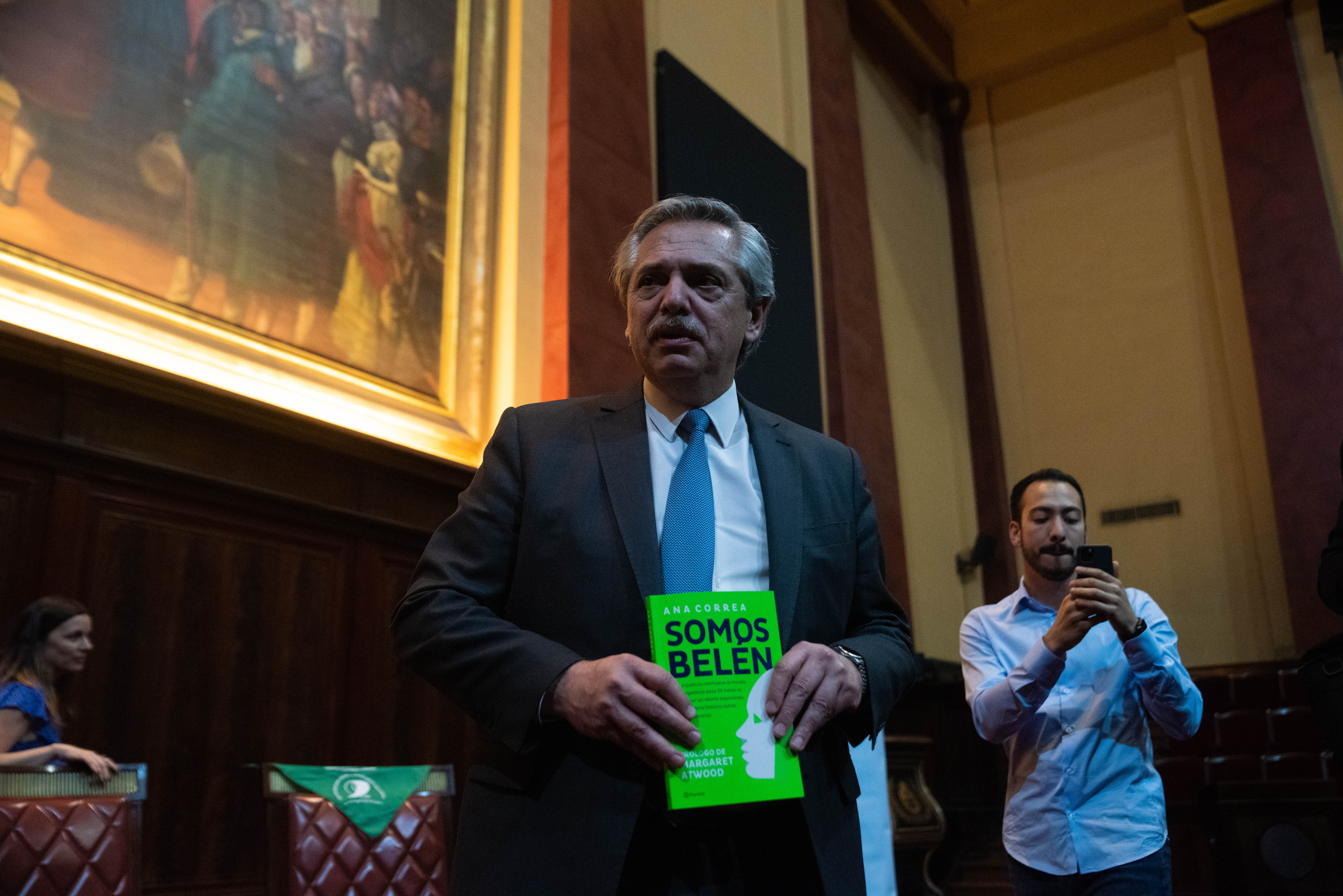 Alberto Fernández durante la presentación del libro "SOmos Belén"