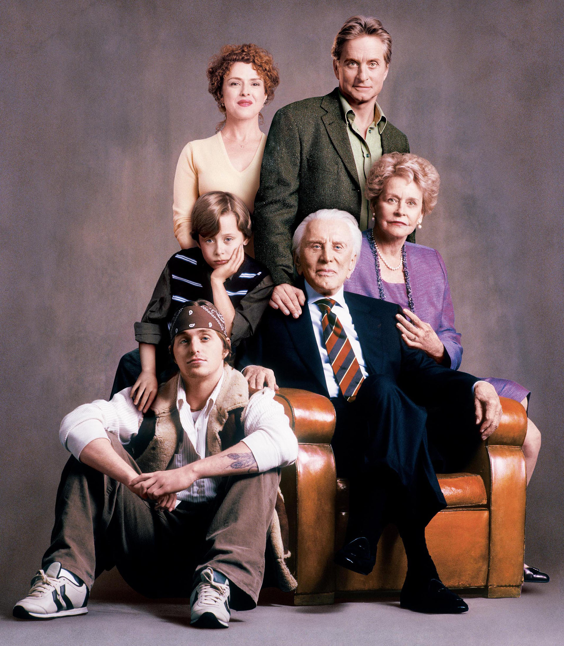 Cameron Douglas, Rory Culkin, Bernadette Peters, Kirk Douglas, Michael Douglas y Diana Douglas (madre de Michael) en la película