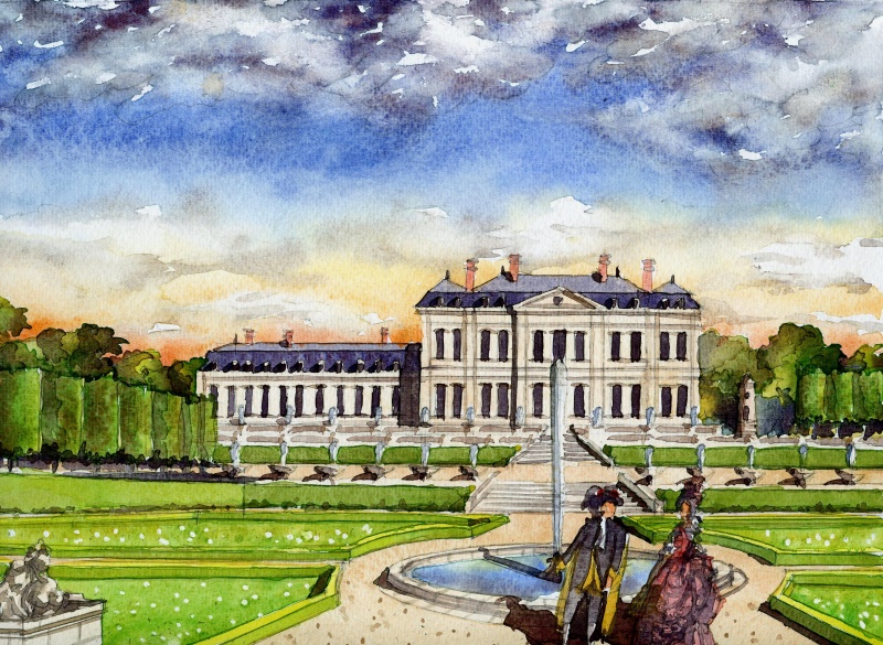 El Petit Chateau, en una pintura de la época en la que pertenecía a la realeza francesa.