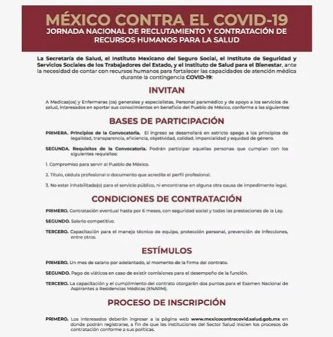 Carta dirigida a la invitación de La Jornada Nacional de Reclutamiento y Contratación de Recursos Humanos para la Salud (Foto: Secretaría de Salud)