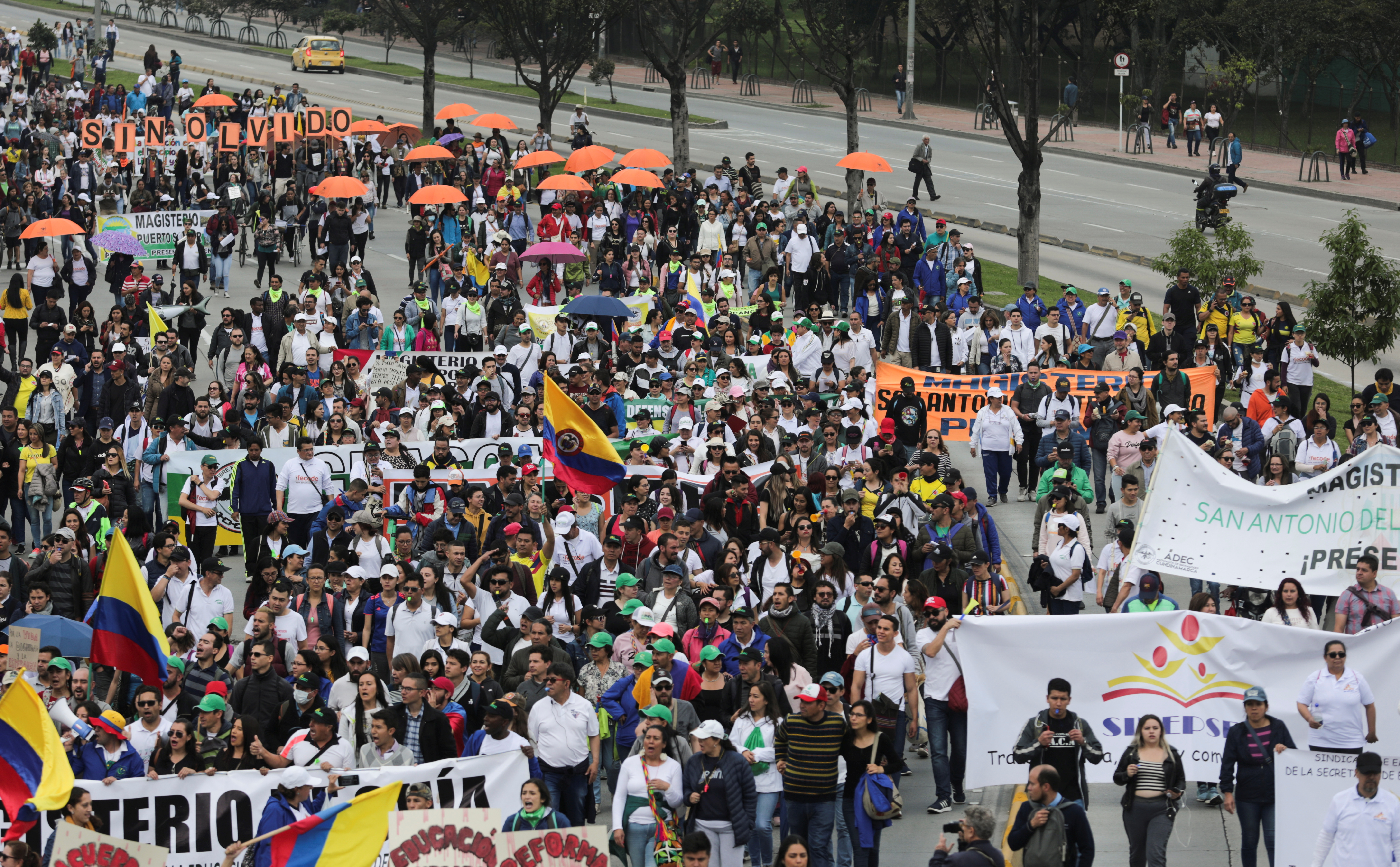 Demonstrators participate in a protest for a national strike, in Bogota, Colombia, November 21, 2019. REUTERS/Luisa Gonzalez