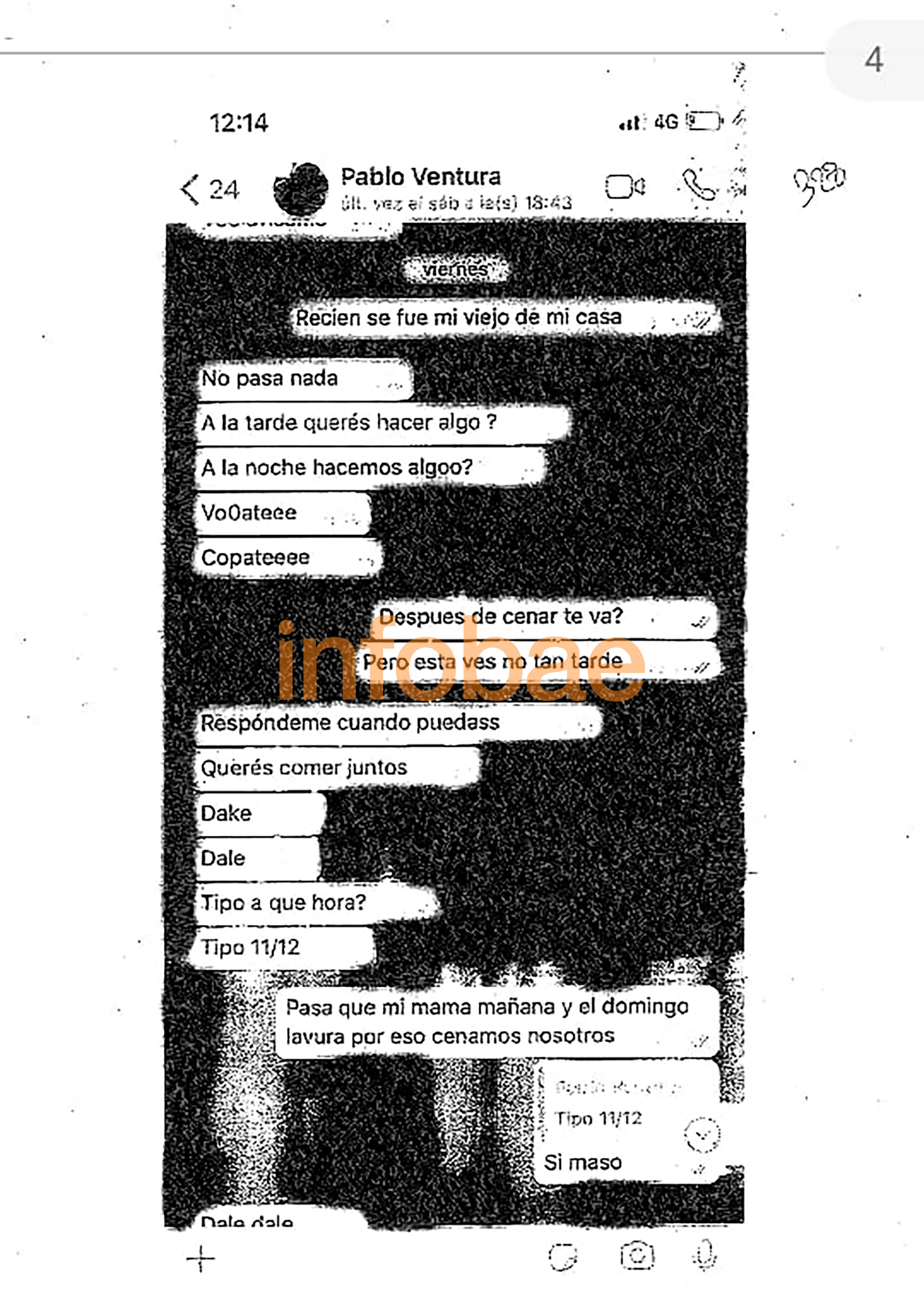 El chat entre Pablo y un amigo.