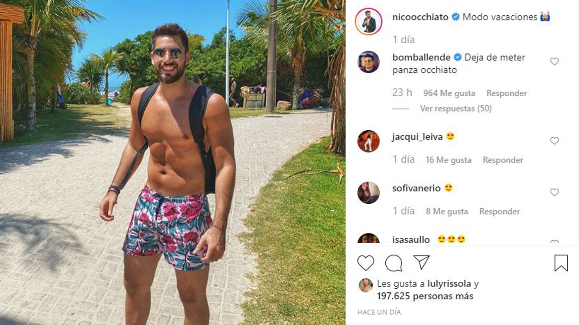 Nico Occhiato se fue a Florianópolis (Foto: Instagram)