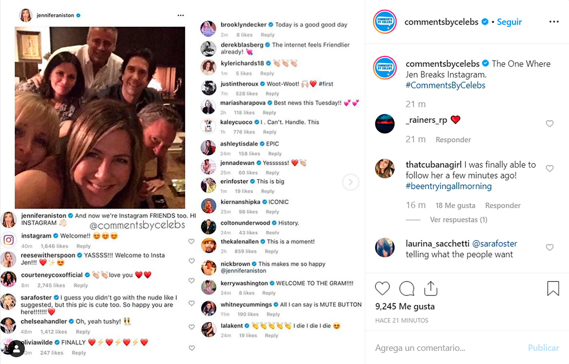 Todos los famosos que le escribieron a Jennifer Aniston